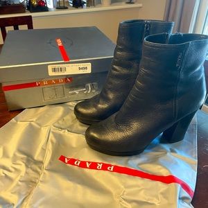 Prada calfskin leather booties